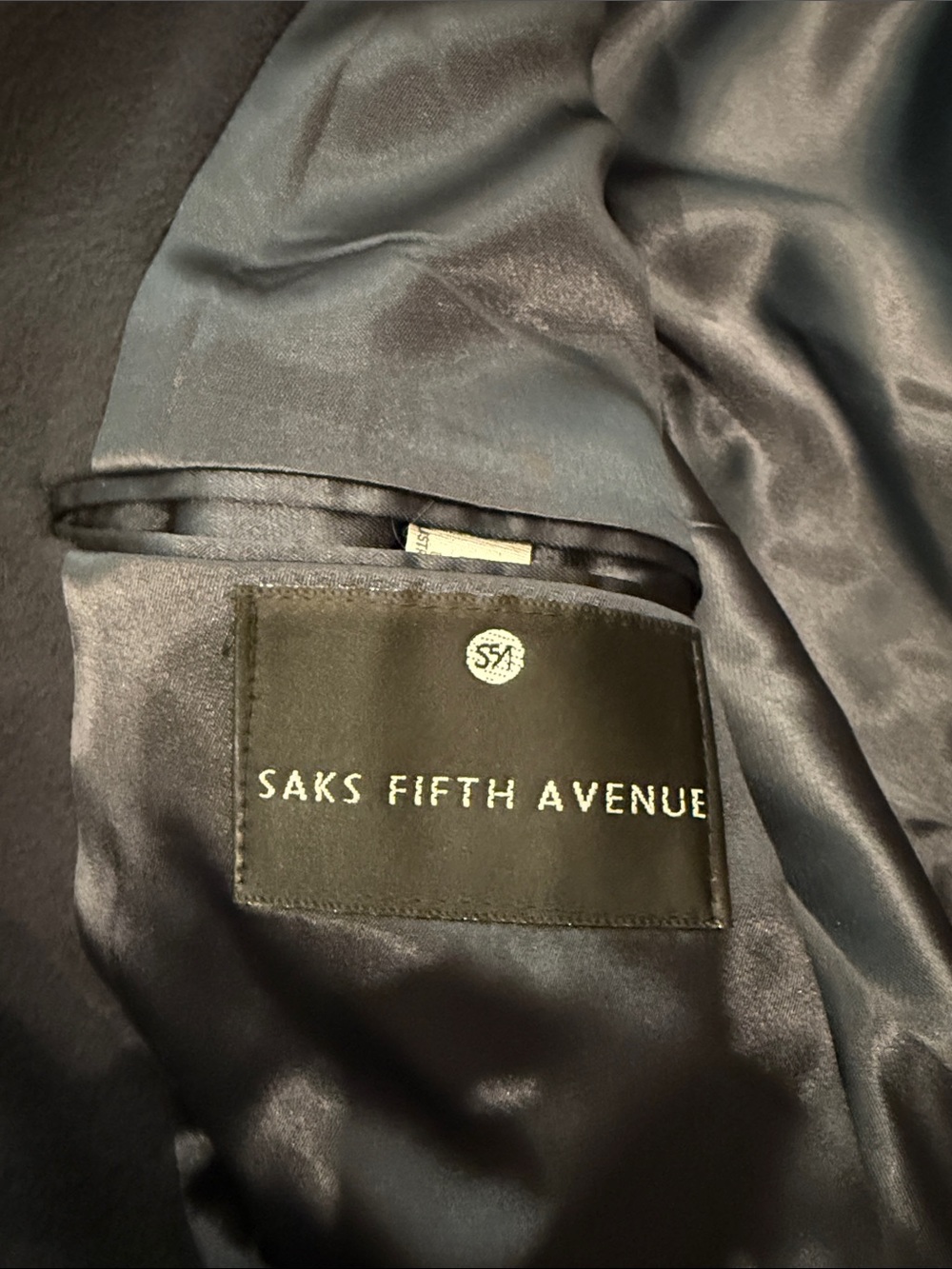 Vintage Saks Fifth Ave Men's Double-Breasted Navy Cashmere Overcoat - Picture 6 of 7